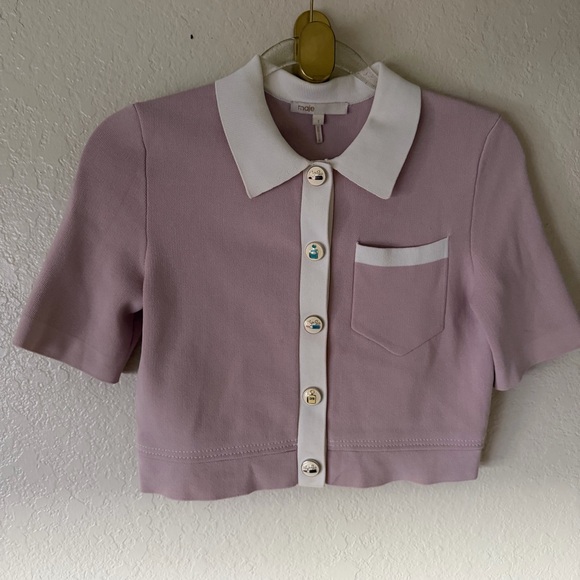 Maje Myshirt Cropped Short Sleeve Cardigan size S - Picture 12 of 13